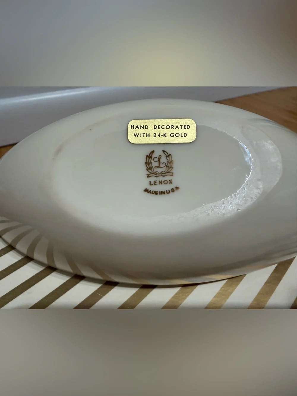 VTG Lenox Gondola Bowl Holly Design Xmas Trinket Snacks Holiday Party Dish w Box